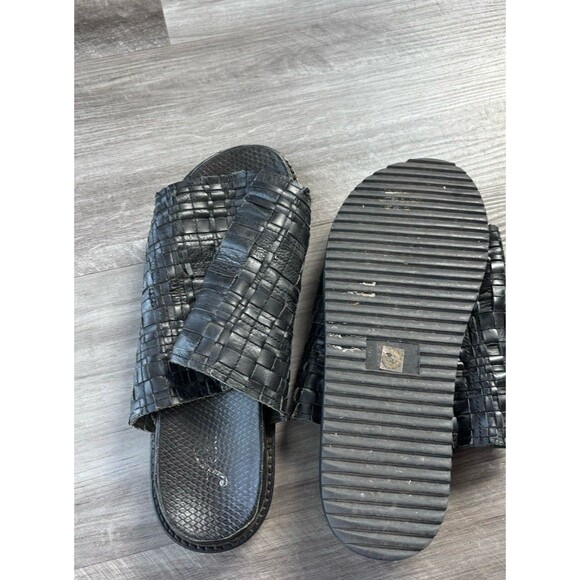Free People IDLEWILD Footbed Sandals Size 38 Black Woven Leather Slides 8 - Picture 8 of 8